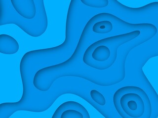 Blue Papercut Sea Topography Background