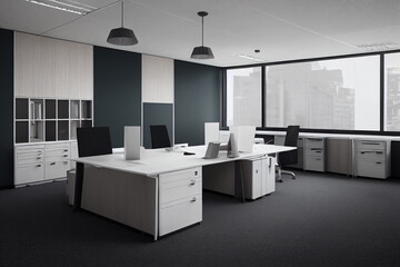 Mock up of empty office interior 3d illustration