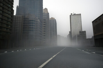 Fototapeta na wymiar Post Apocalyptic City in Fog