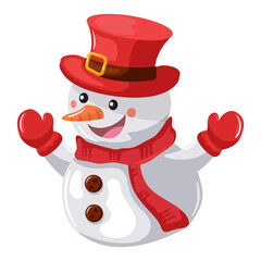 cute santa claus snowman with hat for merry christmas card with transparent background