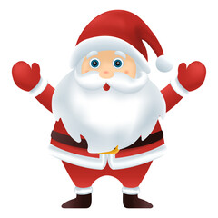 3D cheerful santa claus for merry christmas card with transparent background