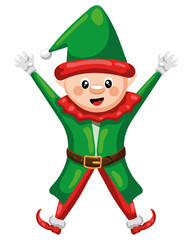 Tender santa claus elf for merry christmas card with transparent background