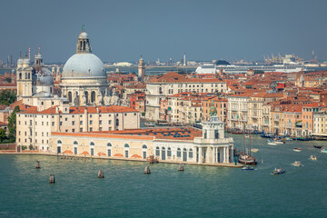 Fototapeta na wymiar Grand canal from above San Giorgio Maggiore island and Grand canal, Venice