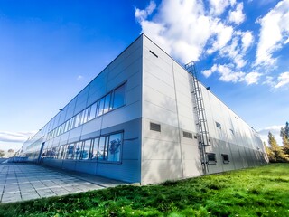 The production hall of an automotive company in an industrial zone