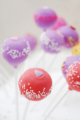 Cake pop with heart shaped candies, kids love it