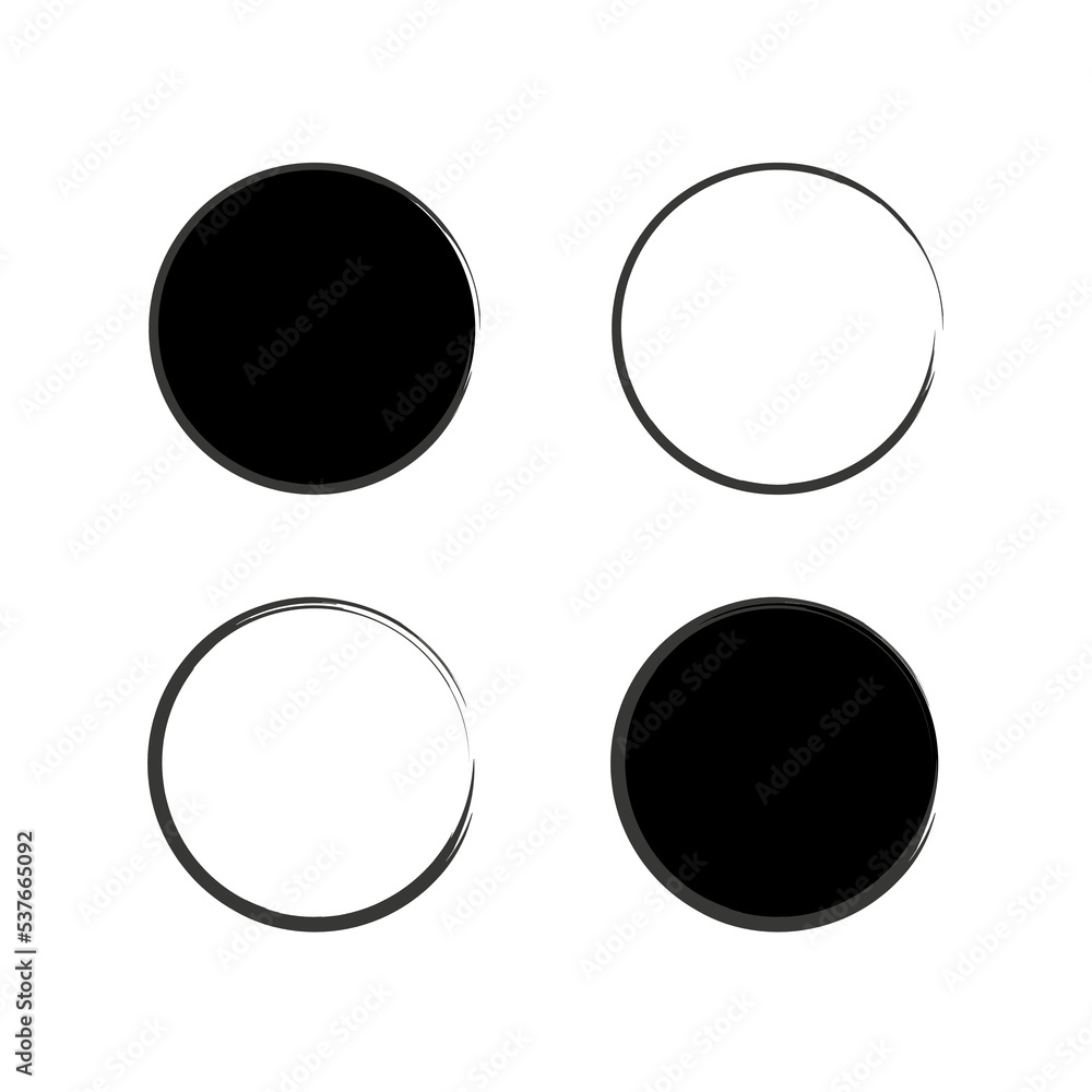 Poster Grunge circles. Round shape. Round frame set. Circle frame set. Vector illustration. Stock image. 