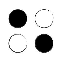 Grunge circles. Round shape. Round frame set. Circle frame set. Vector illustration. Stock image. 