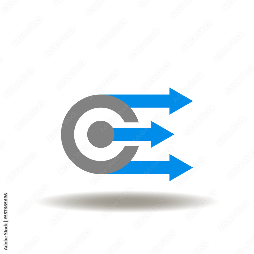 Poster vector illustration of circles and arrows rights direction. icon of forward thinking. symbol of forw
