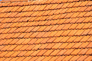 Close-up of red tiles roof background