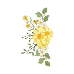 Yellow Watercolor Flower Arrangement