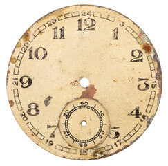antique watch dial isolated on white background