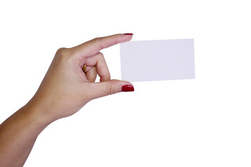 Obraz premium Hand handing business card, isolated on transparent background png