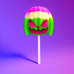 A spooky halloween lollipop, simple background