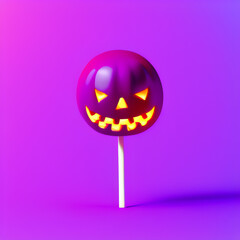 A spooky halloween lollipop, simple background