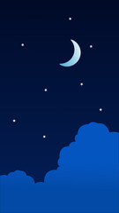 Night Cloud with moon and stars Phone Wallpaper
