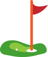 Golf course green with flag or flagstick and golf ball flat vector color icon for sports apps and websites. Vector