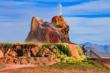 Fly Geyser is a stunning man-made small geothermal geyser in Black Rock Desert in Nevada

