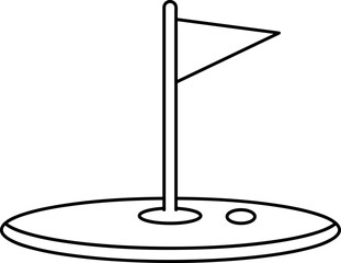 Golf course green with flag or flagstick and golf ball flat vector color icon for sports apps and websites.eps