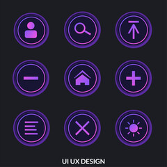 Basic interface luxury icons for mobile and web apps, buttons, modern style, kit Vector UI