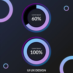 Progress bar on dark blue background. ui ux vector element ,infographic ,loading circle. user interface, Modern