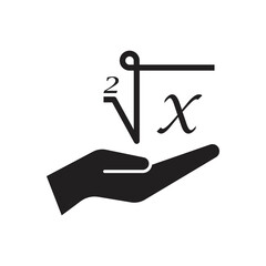 Square root on hand icon. isolated on white background. Flat vector square root in class icon symbol sign from modern education collection for mobile concept and web apps design.