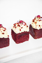 Red velvet pound cake with fresh cream cheese
