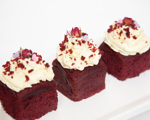 Red velvet pound cake with fresh cream cheese