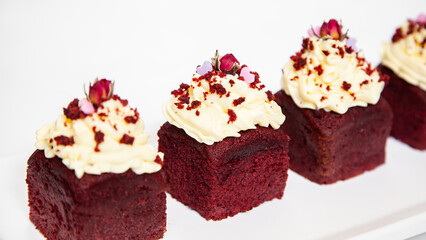 Red velvet pound cake with fresh cream cheese