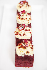 Red velvet pound cake with fresh cream cheese