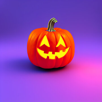 A spooky halloween pumpkin, simple background