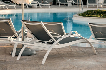 Swimming pool in tropical resort, summer vacation concept