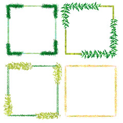 green grass frame, set of botanical frames