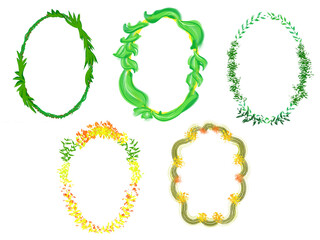 floral number 0, set of botanical frames