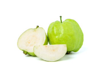fresh green guava. isolated on white background.