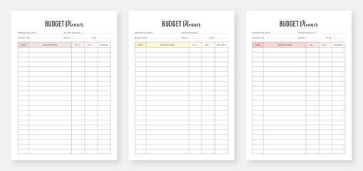 Budget Planner Template Design. Printable Budget Planner Templates. Financial planner page templates. Daily, Weekly and Monthly Budget Planner. Budget, Finance, Savings, Income, Financial & Expense.