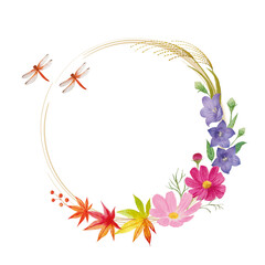 Obraz premium 水彩で描いた色鮮やかな秋の草花のフレーム