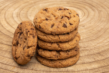 Chocolate chip cookies isolated on white background, Homemad cookies close up.
