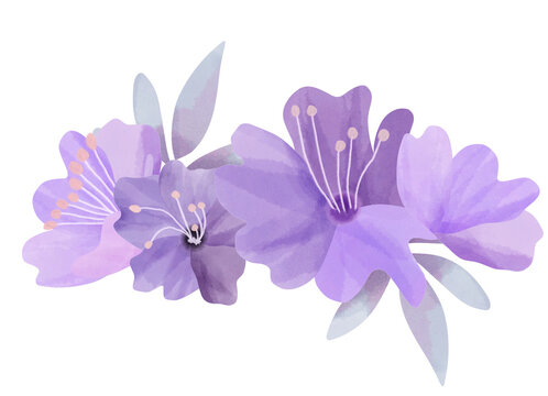Watercolor Purple Floral Bouquet