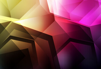 Dark Pink, Yellow vector template with crystals, squares.