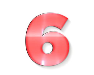 3d red number 6 six	