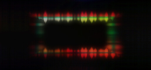 Abstract iridescent glitch art border background image.