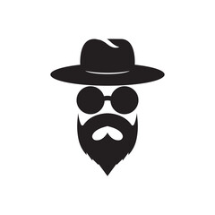 detective with moustache simple icon illustration