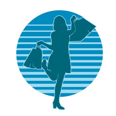 woman with a shopping bag vector silhouette