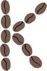 doodle freehand sketch drawing of coffee bean alphabet.