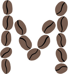 doodle freehand sketch drawing of coffee bean alphabet.