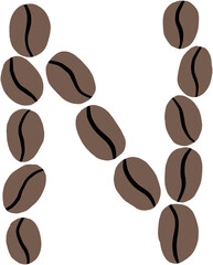 doodle freehand sketch drawing of coffee bean alphabet.