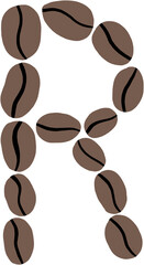 doodle freehand sketch drawing of coffee bean alphabet.