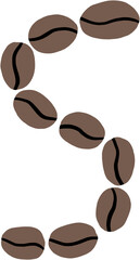 doodle freehand sketch drawing of coffee bean alphabet.