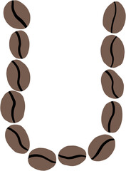 doodle freehand sketch drawing of coffee bean alphabet.