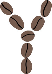 doodle freehand sketch drawing of coffee bean alphabet.